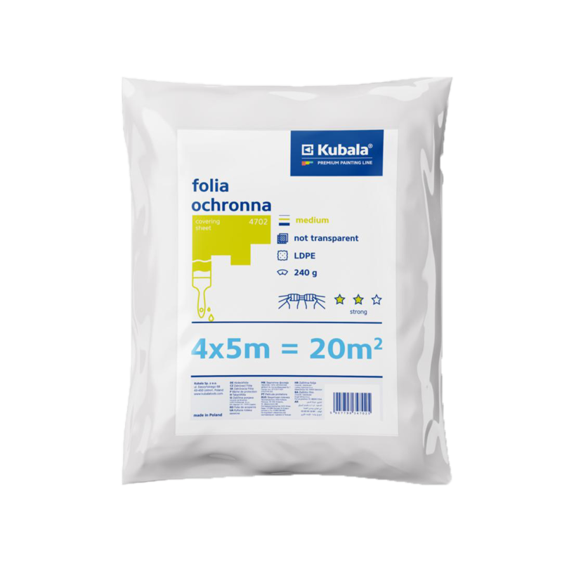 Manta protetora plástica KUBALA STRONG, ferramentudo, proteção para pinturas, proteção de áreas e objetos