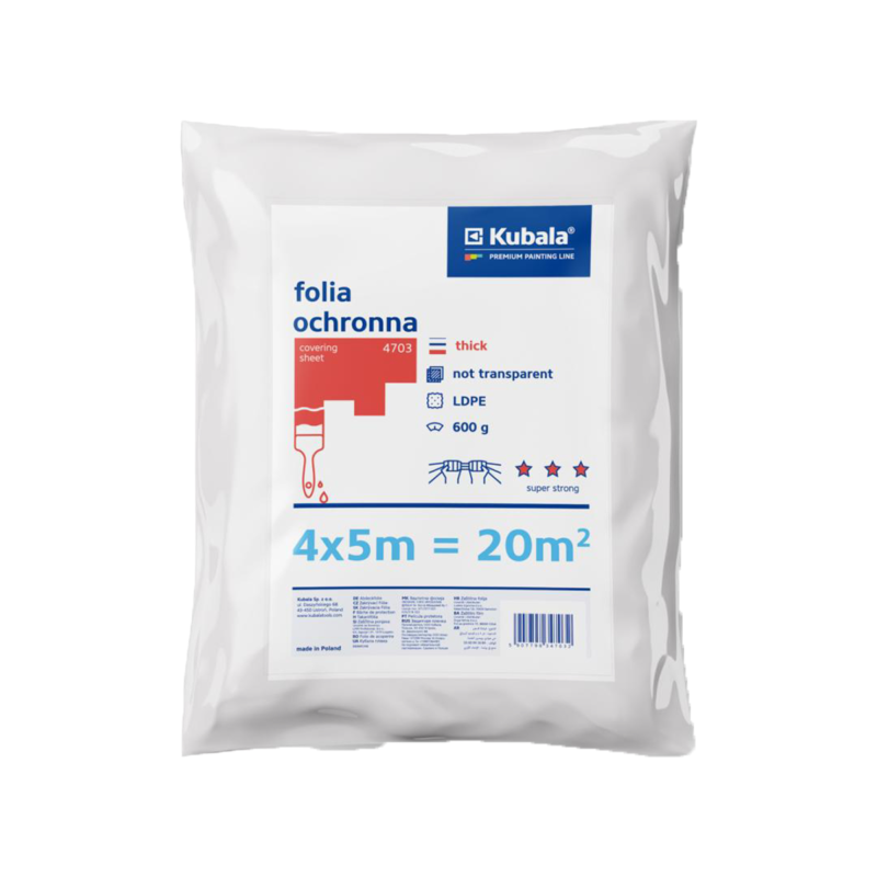 Manta protetora plástica KUBALA SUPER STRONG, ferramentudo, proteção para pinturas, proteção de áreas e objetos